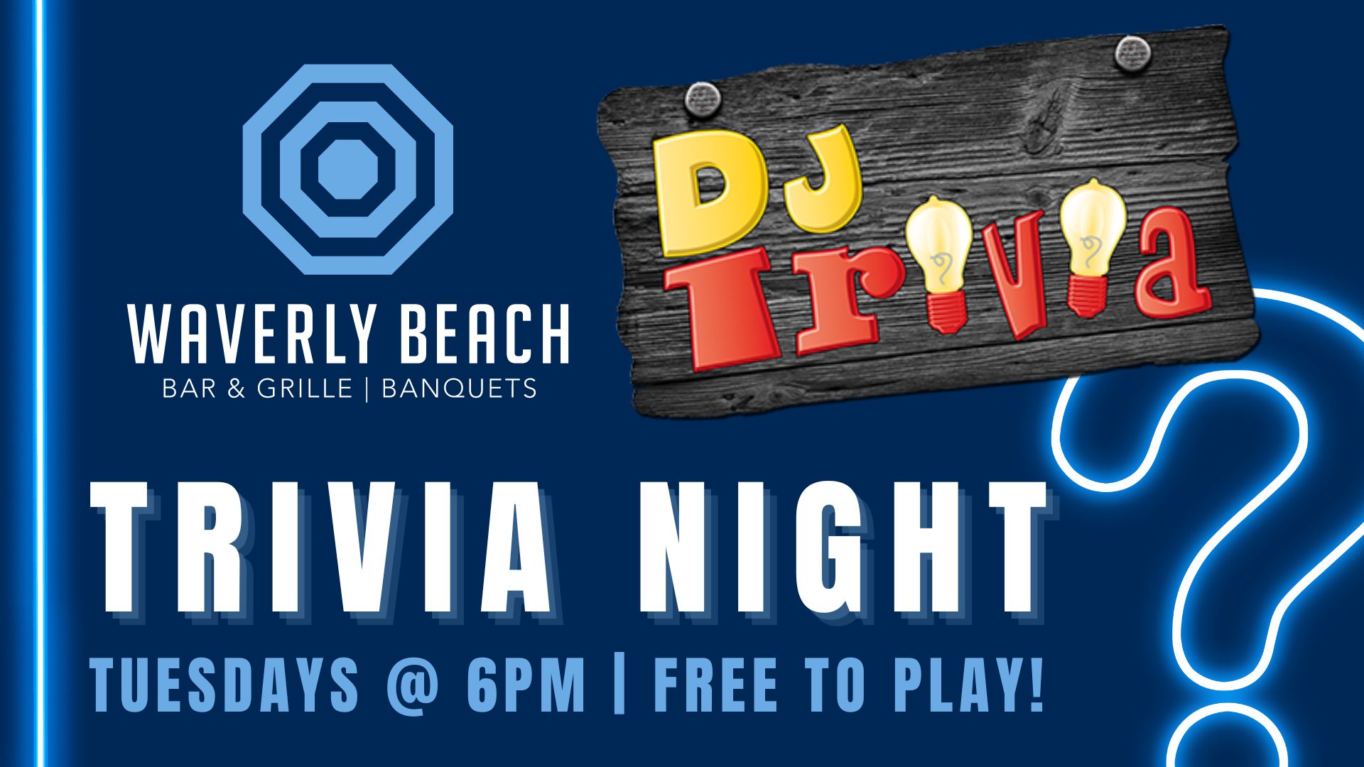 DJ Trivia at Waverly Beach Bar & Grille in Menasha, WI is the Fox Valley's best free to play trivia night every Tuesday at 6:00 PM