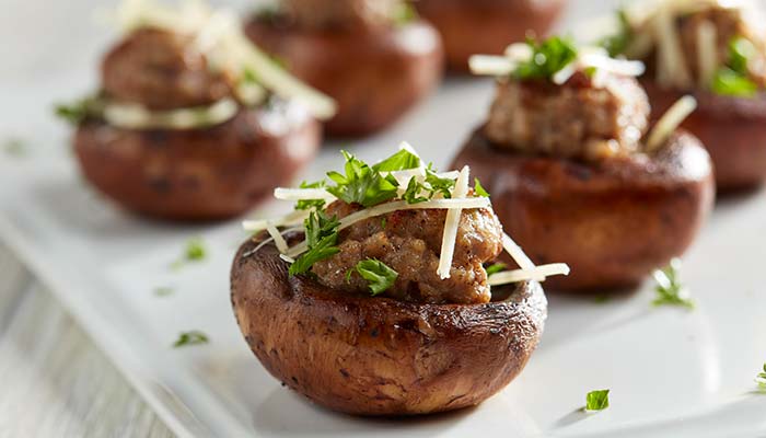 Stuffed sausage mushrooms served at Waverly Beach Bar & Grille restaurant in the Fox Valley Menasha, WI